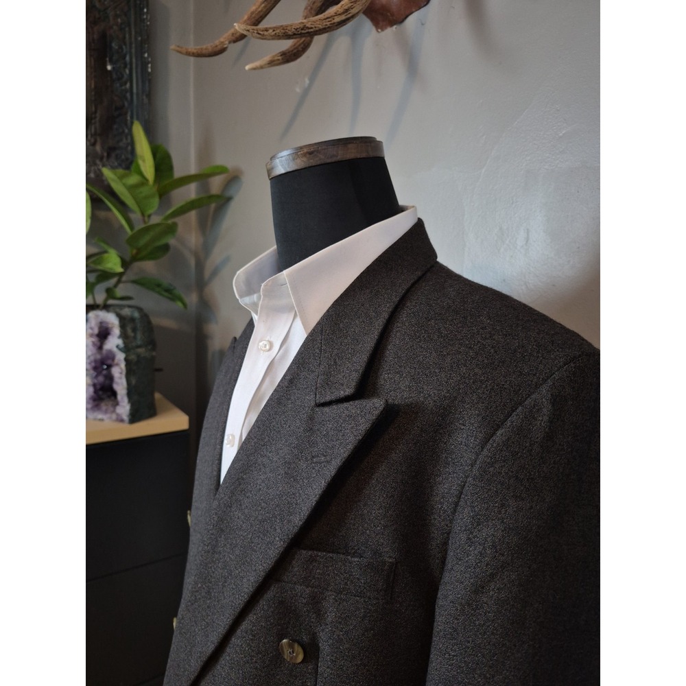 Vtg Jones Of New York Men's 42L Double Breasted Wool Sports Coat Brown Speckle